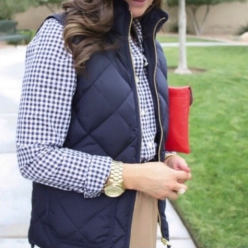 J. CREW Women's EUC Quilted Puffer Vest Navy G7520 | Size Small